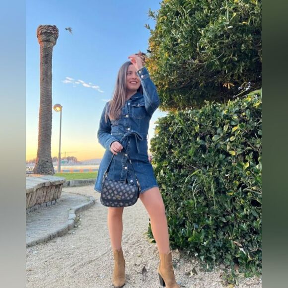 ZARA DENIM MINI DRESS LONG SLEEVE - Picture 3 of 16